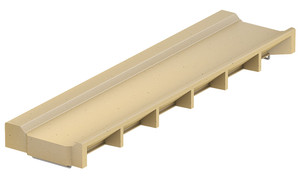 Polymer concrete shallow channel with 5 cm-wide strip on track side